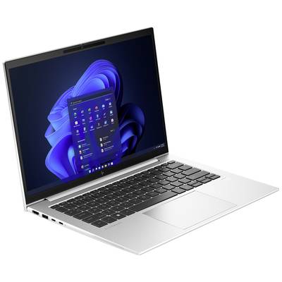 Ein geöffneter Laptop mit Windows-Oberfläche auf dem Bildschirm. Das Design ist modern mit schmalen Bildschirmrändern und schwarzer Tastatur.