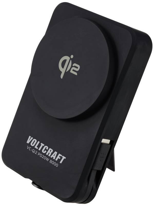VOLTCRAFT VC-Qi2 PD20W 8000 Powerbank 8000 mAh Fast Charge LiPo USB-C® Schwarz Statusanzeige