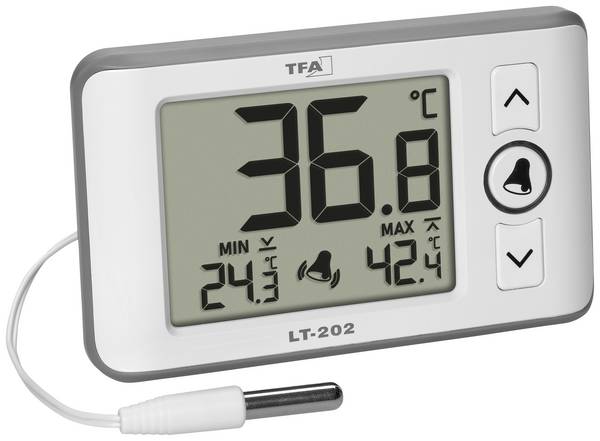 TFA Dostmann Digitales Profi-Thermometer mit Kabelfühler LT 202 Thermometer Weiß 30.1052.02