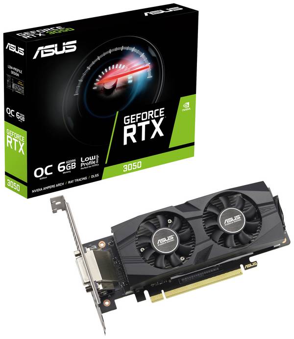 Asus Grafikkarte Nvidia GeForce RTX 3050 LP-BRK OC 6 GB GDDR6-RAM PCIe x16 DisplayPort, HDMI®, DVI NVIDIA G-Sync, Übertaktet / Overclocked, Low Profile