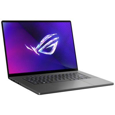 Ein moderner Laptop mit beleuchteter Tastatur und einem leuchtenden Logo auf dem Bildschirm, das ein futuristisches Design zeigt.