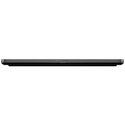 Ein flacher, schwarzer Soundbar-Lautsprecher in Seitenansicht. Oben befinden sich mehrere Tasten für die Steuerung.