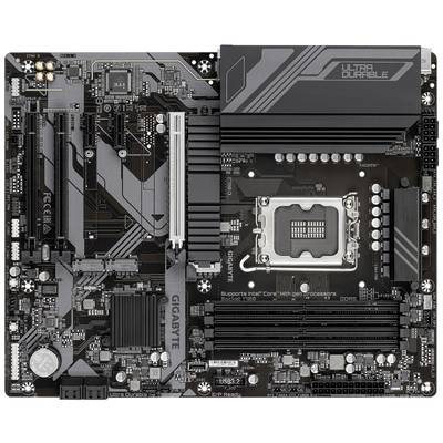 Ein Computer-Motherboard mit mehreren Steckplätzen und Anschlüssen. Markiert mit 'Ultra Durable' in der oberen rechten Ecke.
