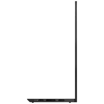 Eine seitliche Ansicht eines schlanken Laptops mit verschiedenen Anschlüssen und Tasten an der linken Kante.