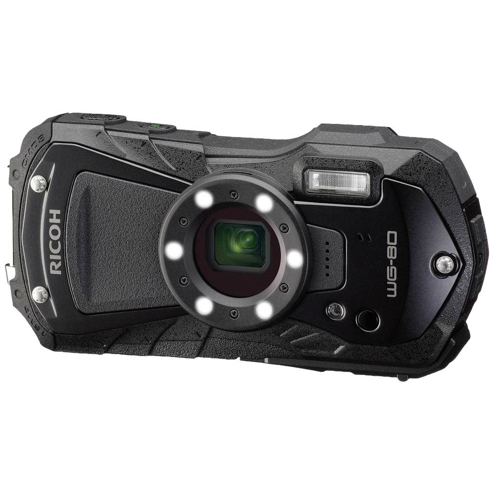 Ricoh Ricoh WG-80 schwarz Digitale camera 16 Mpix Zoom optisch: 5 x Zwart Incl. accu Full-HD video-o