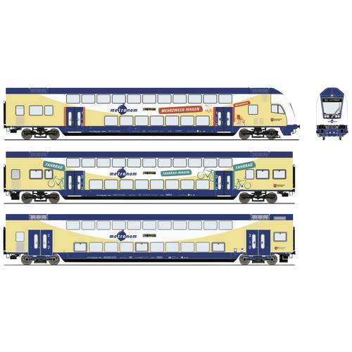 Roco 6210105 H0 3er-Set Doppelstockwagen der metronom 3er Set: 2. Klasse DBpza, 2. Klasse DBdpza, Steuerwagen 1./2. Klas...