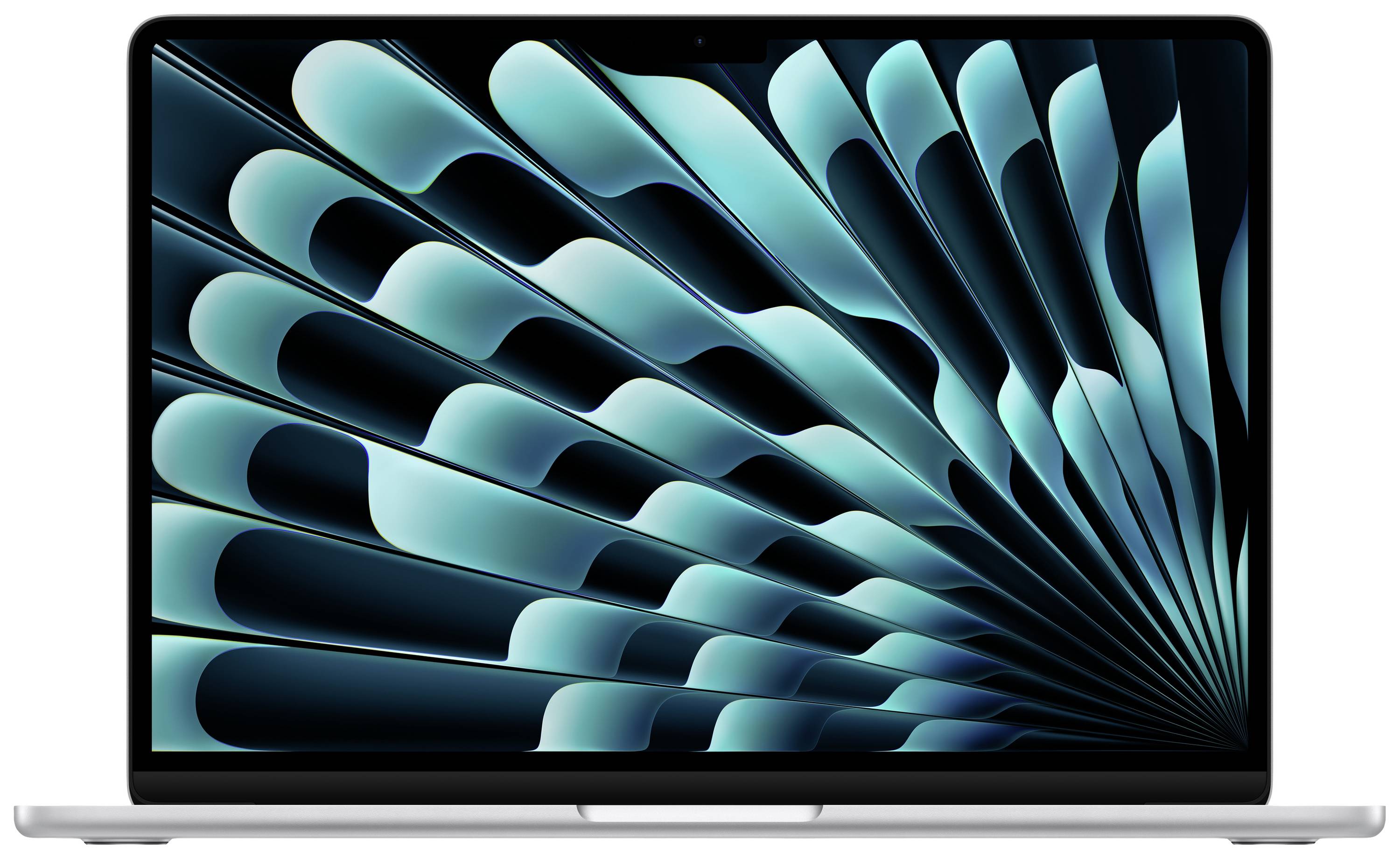 Ein silbernes Apple MacBook Air 13 Laptop mit hellem Bildschirm.