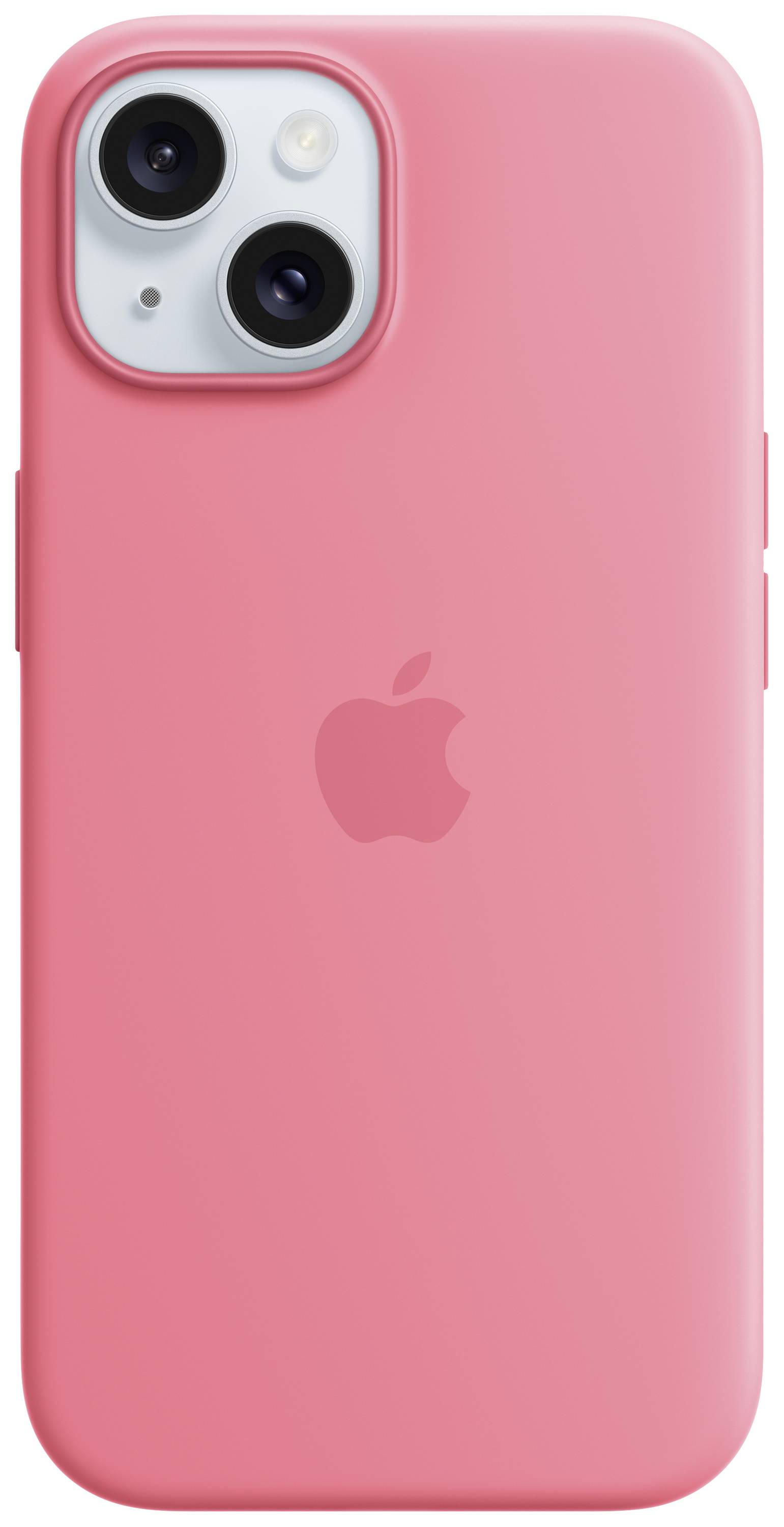 APPLE Silicon Case MagSafe Backcover Apple iPhone 15 Pink Induktives Laden, Stoßfest