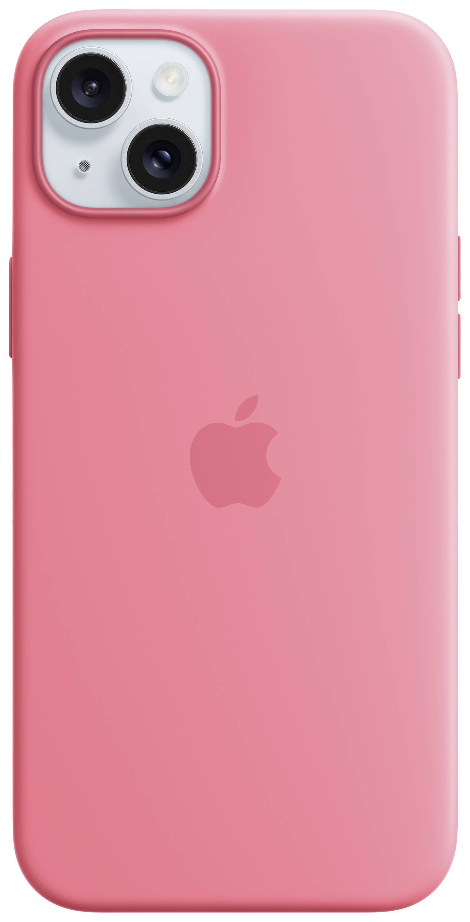 APPLE Silicon Case MagSafe Backcover Apple iPhone 15 Plus Pink Induktives Laden, Stoßfest