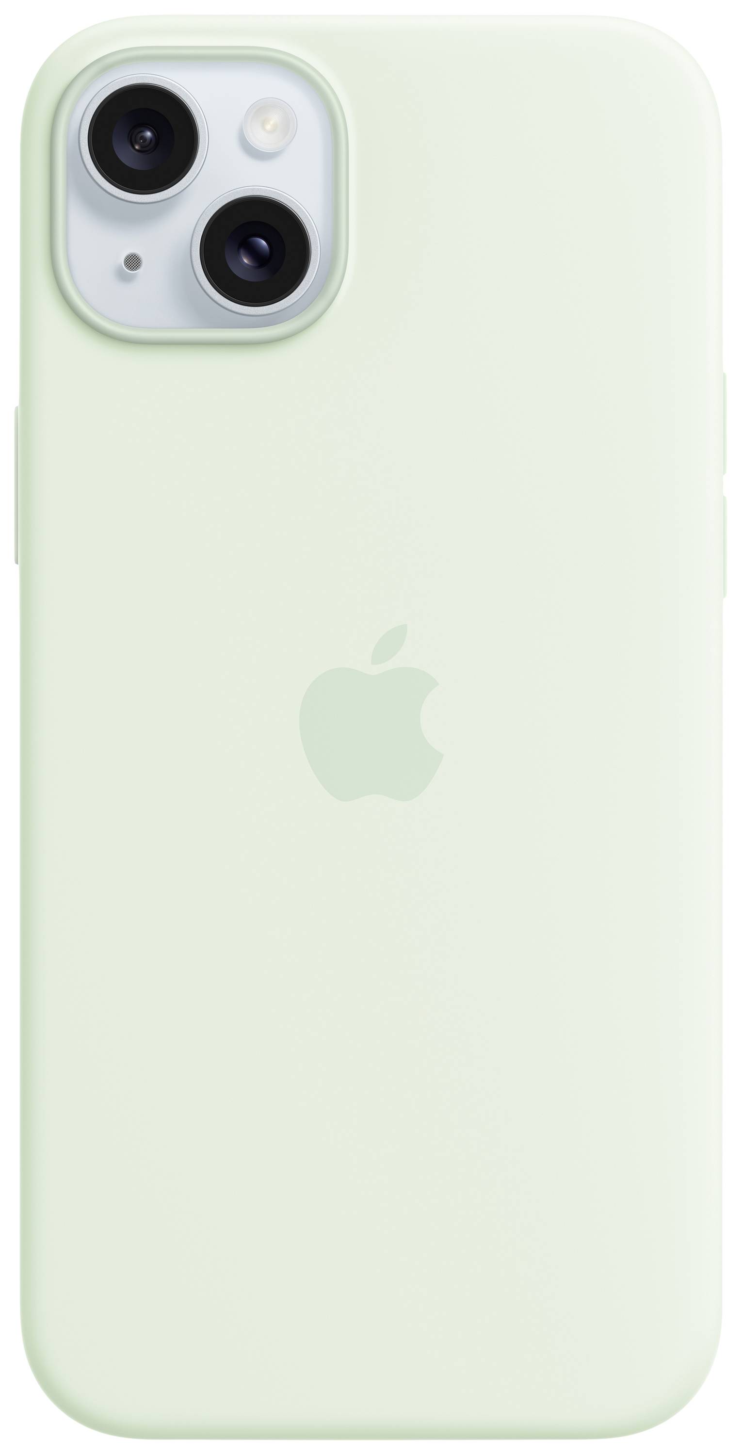APPLE Silicon Case MagSafe Backcover Apple iPhone 15 Plus Blassmint Induktives Laden, Stoßfest