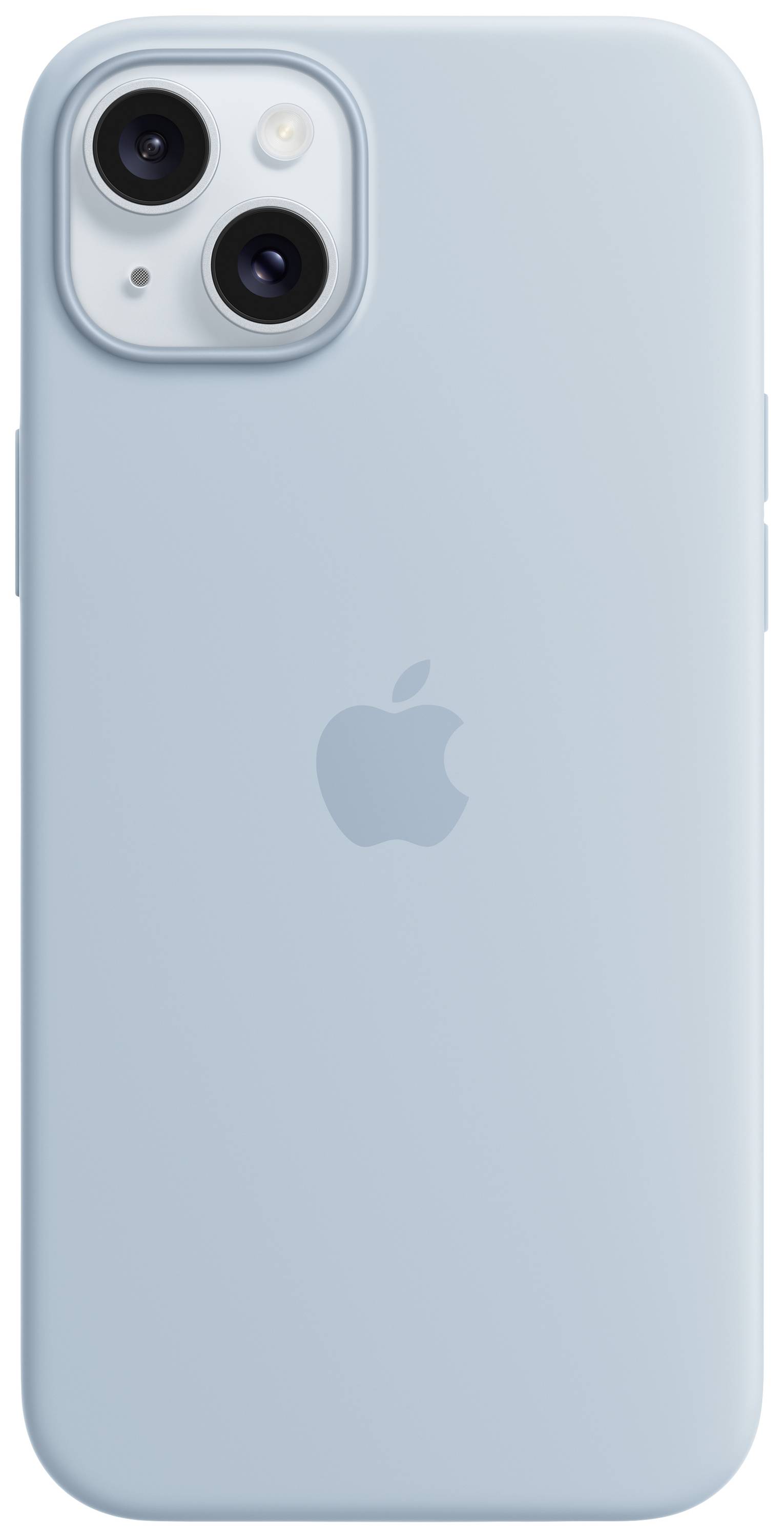 APPLE Silicon Case MagSafe Backcover Apple iPhone 15 Plus Hellblau Induktives Laden, Stoßfest