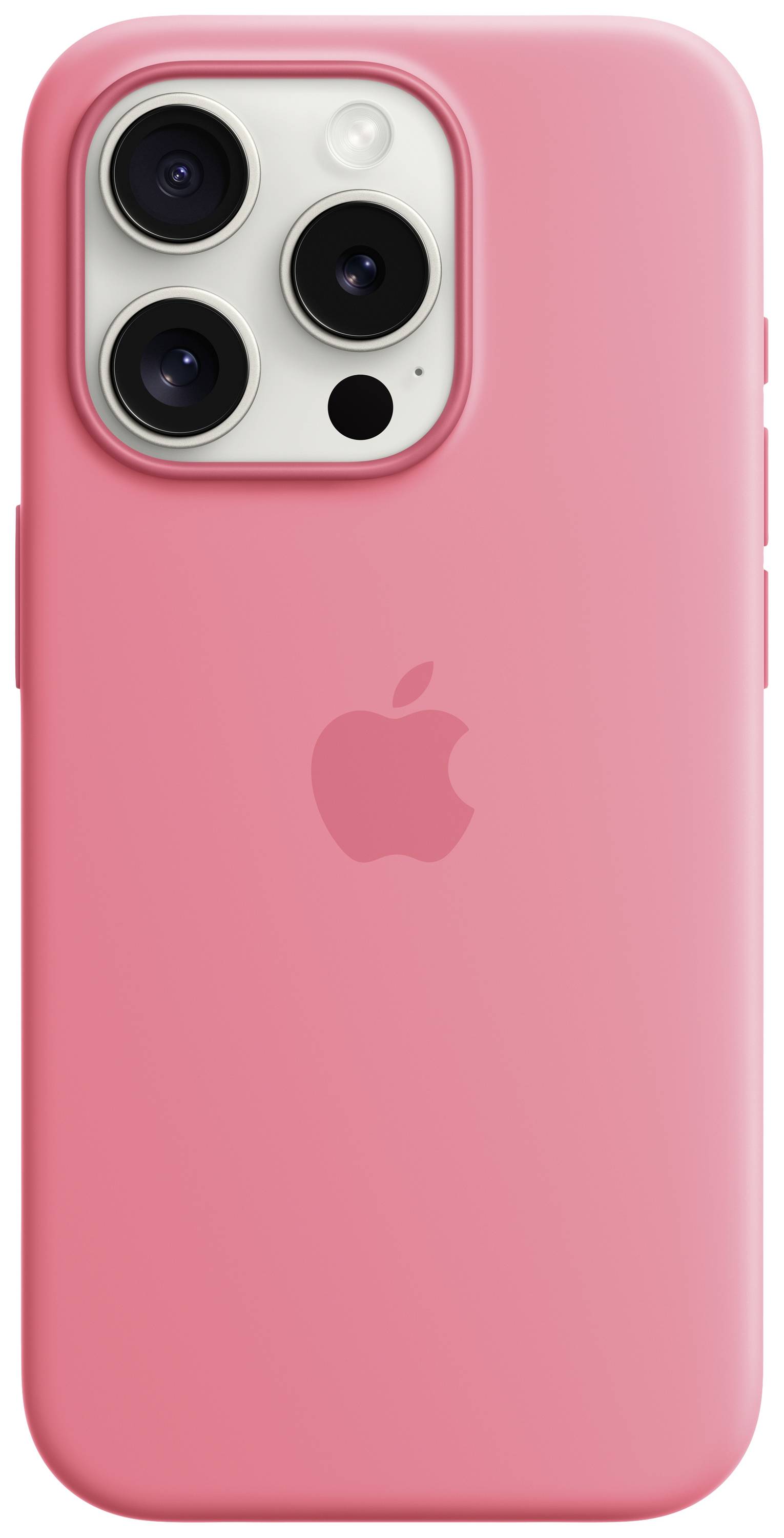 APPLE Silicon Case MagSafe Backcover Apple iPhone 15 Pro Pink Induktives Laden, Stoßfest