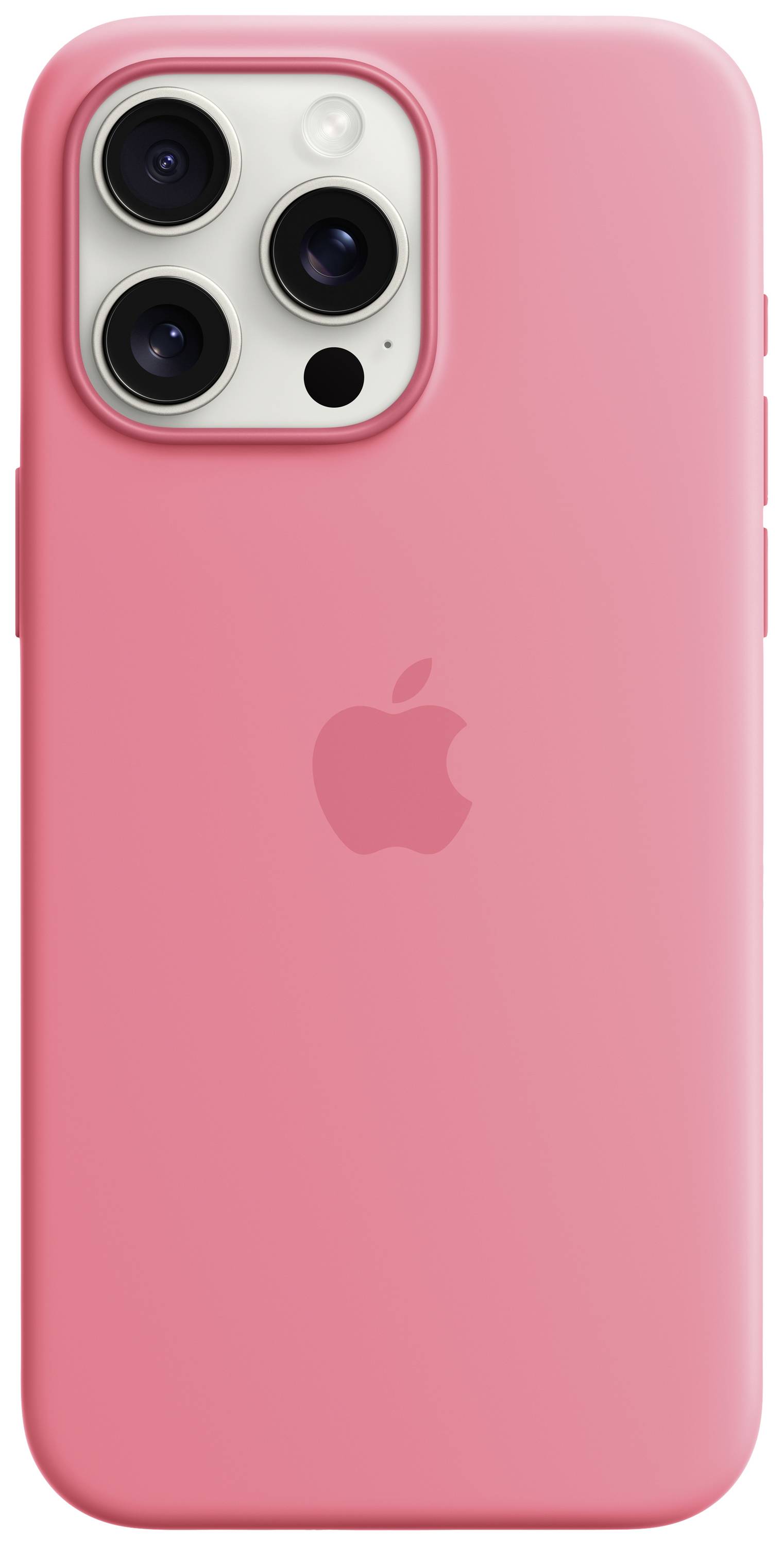 APPLE Silicon Case MagSafe Backcover Apple iPhone 15 Pro Max Pink Induktives Laden, Stoßfest