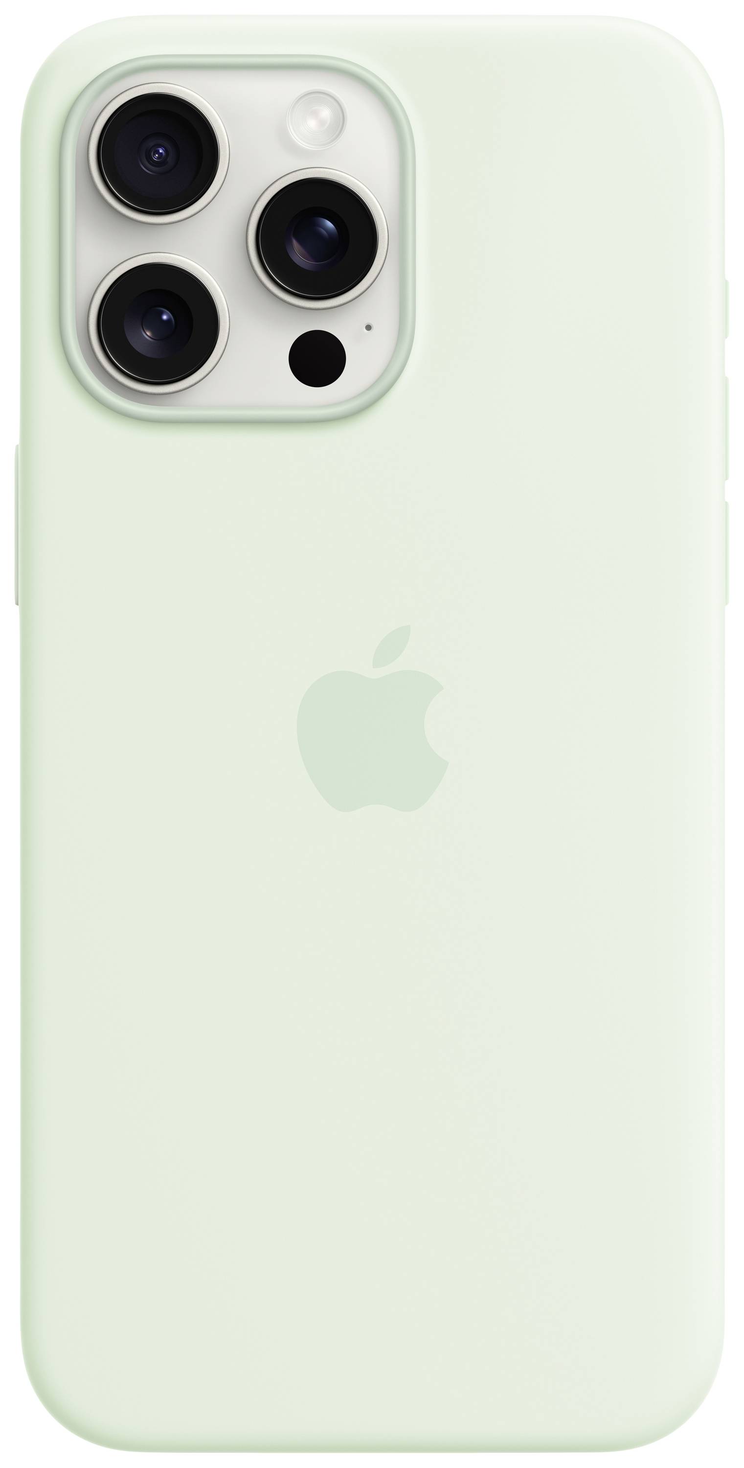 APPLE Silicon Case MagSafe Backcover Apple iPhone 15 Pro Max Blassmint Induktives Laden, Stoßfe
