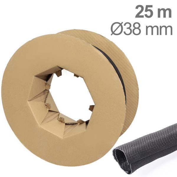 TRU COMPONENTS TC-12352516 T24CA032 Geflechtschlauch Schwarz Polyester 38 bis 39 mm 25 m
