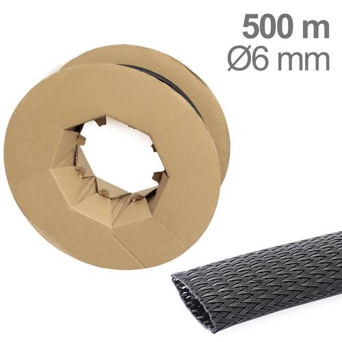 Thumbnail - TRU COMPONENTS TC-12352528 T24CA035 Geflechtschlauch Schwarz Polyester 4 bis 8.5 mm 500 m