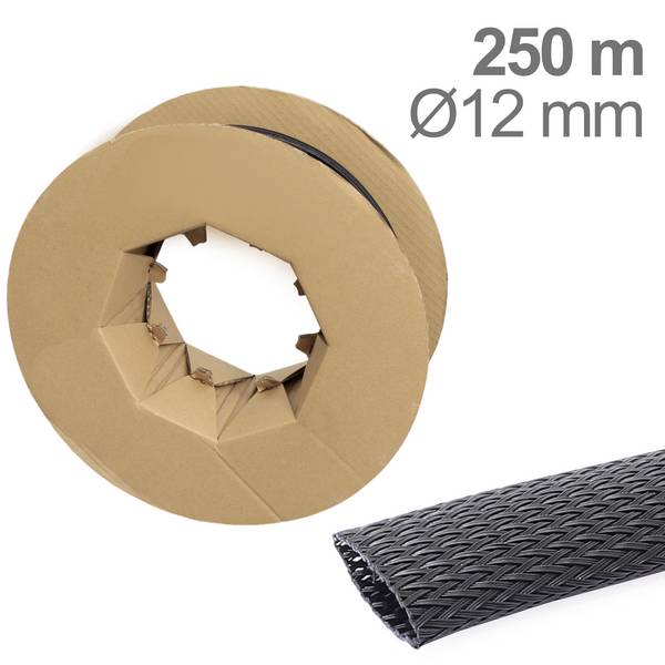 TRU COMPONENTS TC-12352540 T24CA038 Geflechtschlauch Schwarz Polyester 8 bis 24 mm 250 m