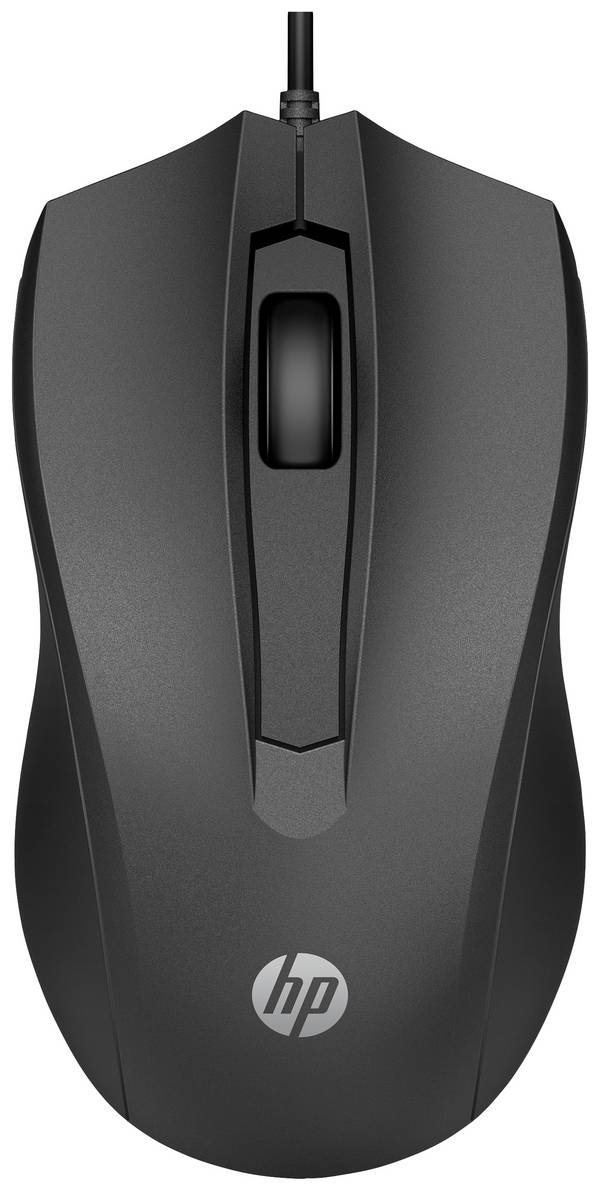 HP 100  Maus Kabelgebunden   Optisch Schwarz 3 Tasten 1600 dpi