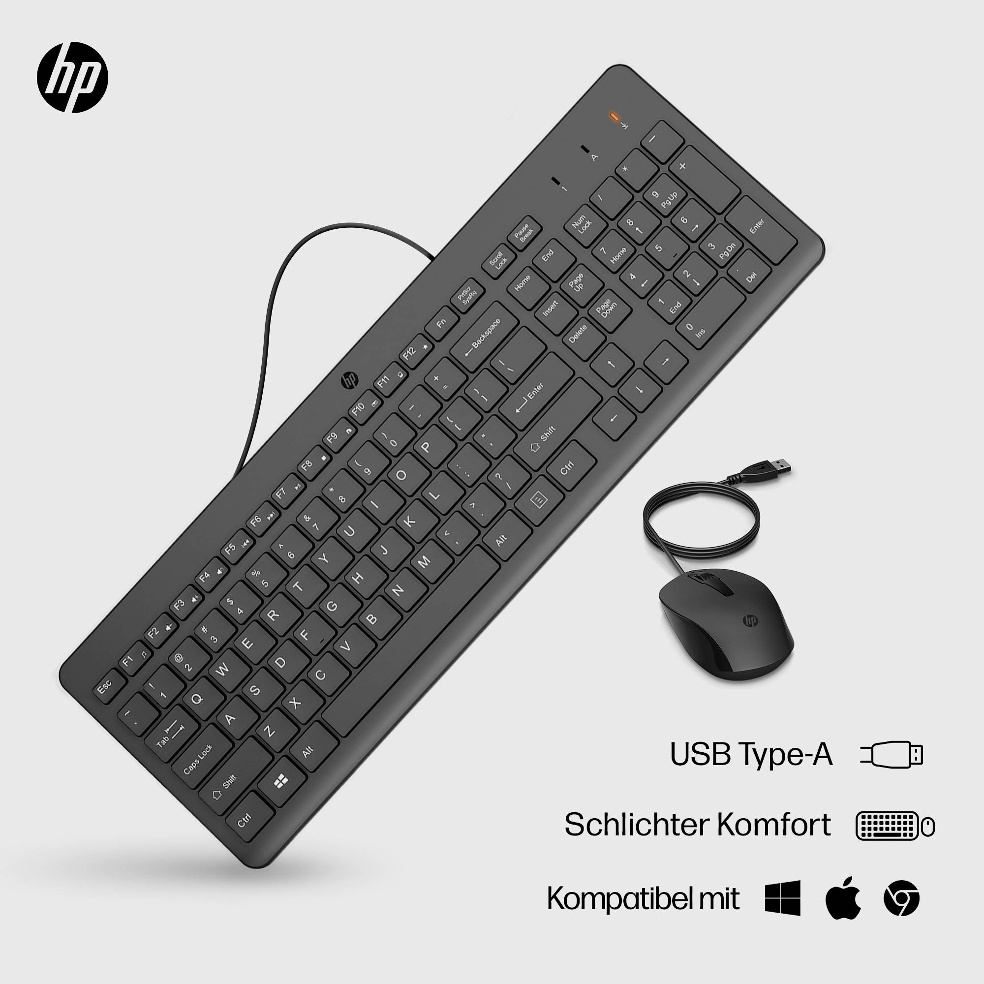 USB-Tastatur und -Maus-Set, für Komfort und Kompatibilität mit PC, Laptop und Mac. Entwickelt für einfache Handhabung.