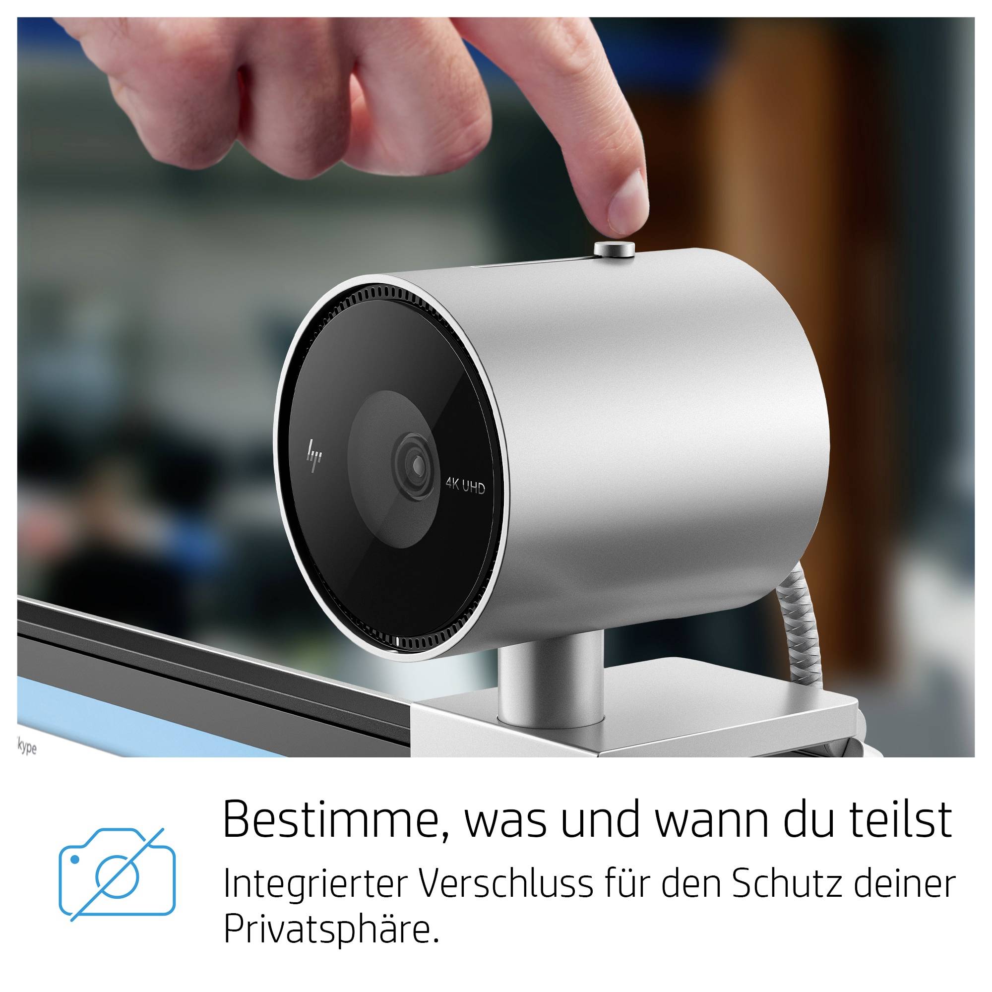 HP 950 4K-Webcam 3840 x 2160 Pixel Mikrofon, Klemm-Halterung-16