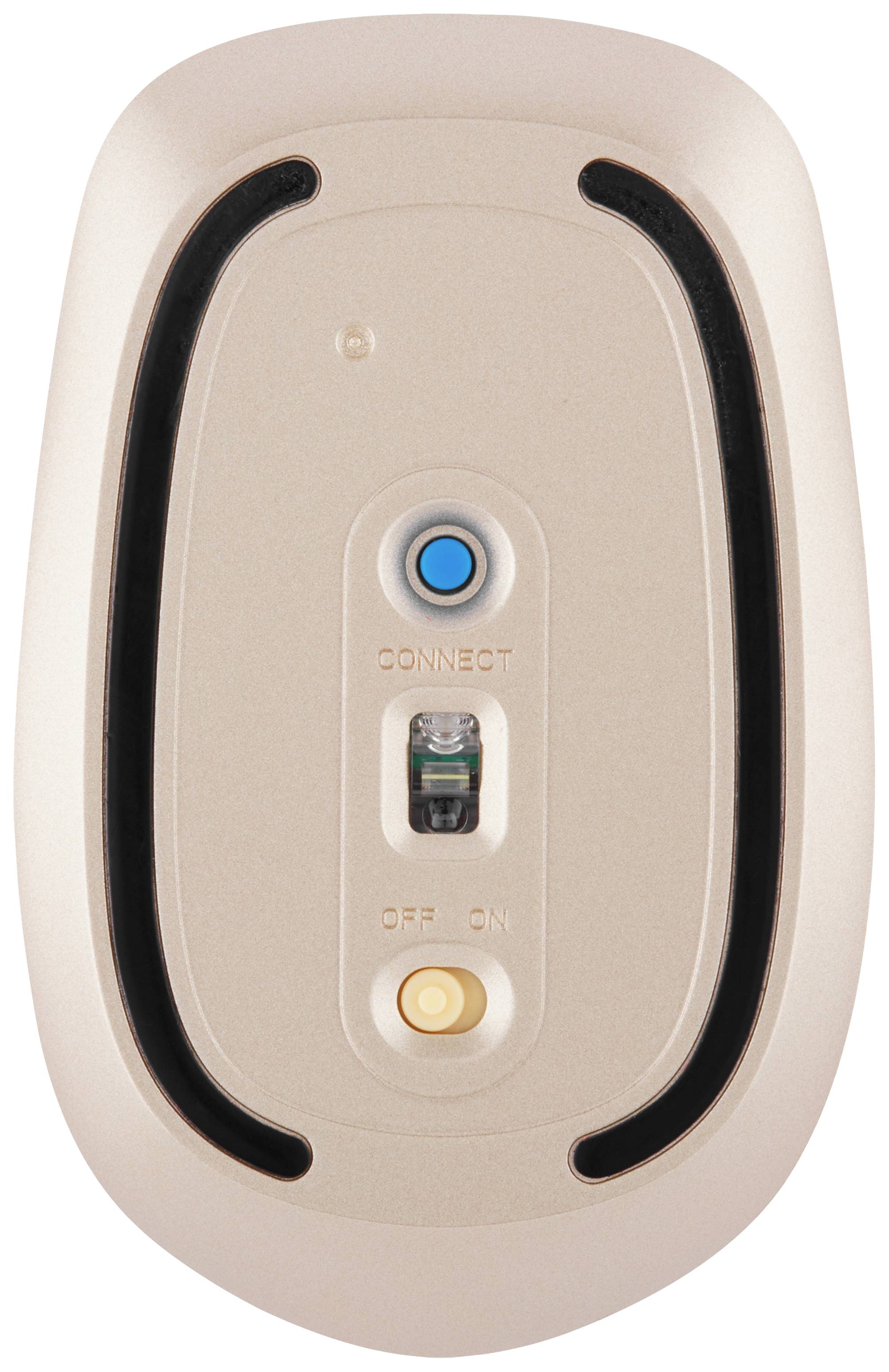 Ein beige-farbenes Gerät mit drei Knöpfen: 'CONNECT' (blau), 'OFF' (rot), und 'ON' (gelb).
