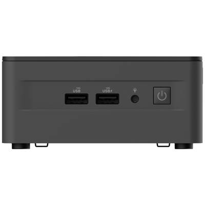 Ein schwarzes Gerät mit zwei USB-Anschlüssen, einem Kopfhöreranschluss und einem Ein-/Ausschalter auf der Vorderseite.