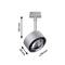 Silberner LED-Spotstrahler mit einer Gesamtlänge von 165 mm, einem Kopfdurchmesser von 98 mm und einem Halsdurchmesser von 60 mm.