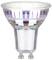 LED-Spotlight mit GU10-Sockel und reflektierender Glasoberfläche; ideal für gerichtete Beleuchtung in Wohn- oder Arbeitsbereichen.