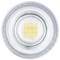 Nahaufnahme einer LED-Lampe mit mehreren gelben Leuchtdioden in einem runden, transparenten Gehäuse.