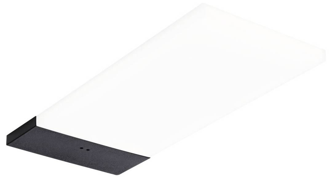 Rechteckige Deckenleuchte, modern und schlankes Design, schwarz-weißes Gehäuse.