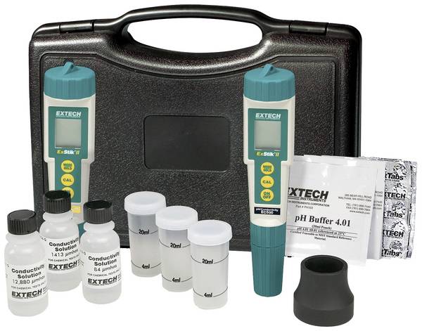 Extech EC510 Leitfähigkeits-Messgerät kalibriert (ISO) Leitfähigkeit, Temperatur, pH-Wert, Gelöste Teilchen (TDS), Salzgehalt