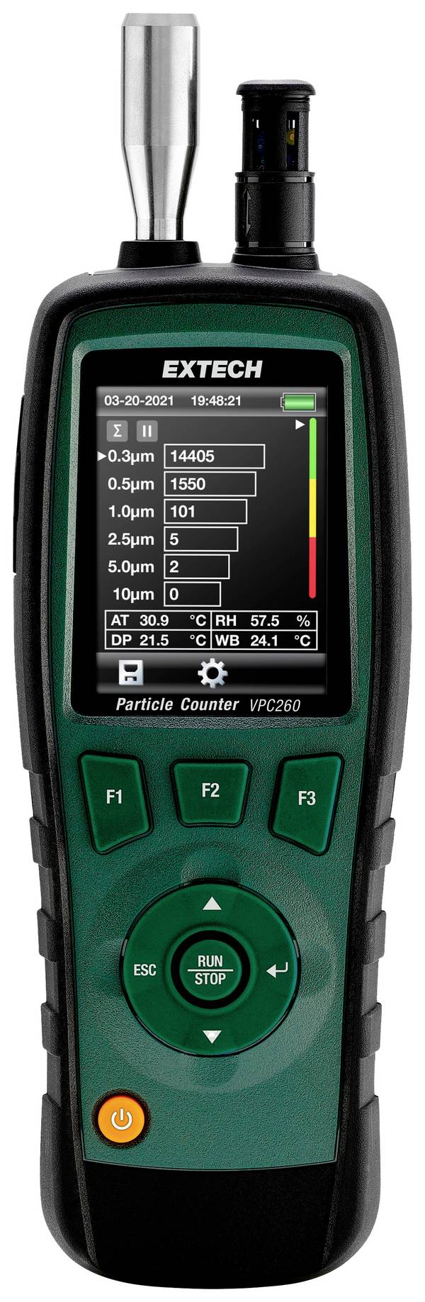 Partikelzähler Extech VPC260 Temperatur, Luftfeuchtigkeit
