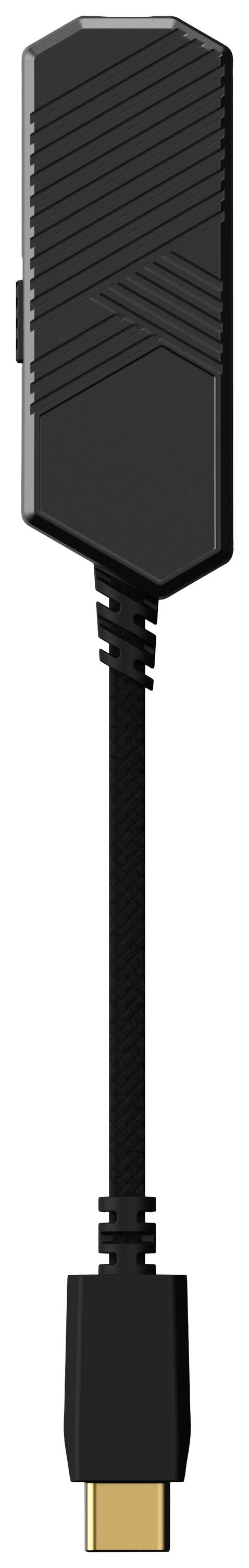 Schwarzes HDMI-Kabel mit rechteckigem Anschluss und strukturiertem Griff, geeignet für digitale Audio- und Videoübertragung.