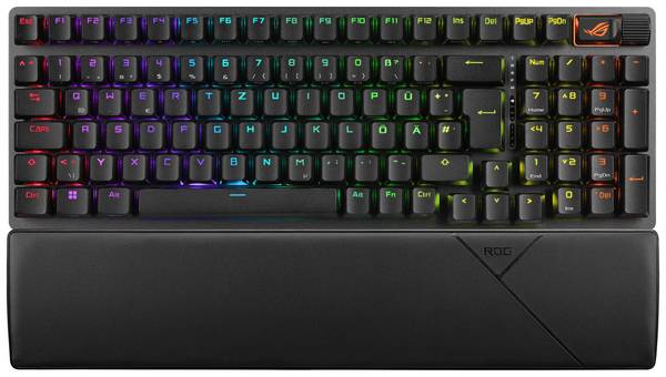 Asus ROG Strix Scope II 96 Wireless Funk, Bluetooth®, USB Gaming-Tastatur Deutsch, QWERTZ Schwarz Beleuchtet, Handballenauflage, Ergonomisch