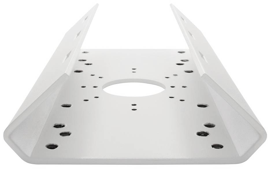 Montagehalterung aus Metall mit mehreren Befestigungslöchern, geeignet zur Installation von Geräten an Wänden oder Decken.