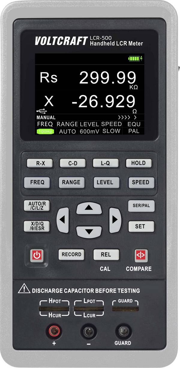 VOLTCRAFT LCR-500 LCR Messbrücke digital Datenlogger CAT I Anzeige (Counts): 40000