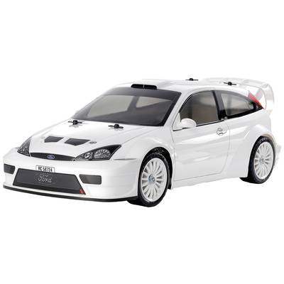Ein weißes ferngesteuertes Auto im Rallye-Stil mit aerodynamischen Formen und Details, die Geschwindigkeit und Sportlichkeit betonen.