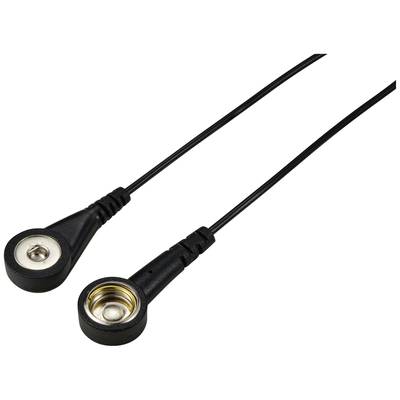 Zwei schwarze Elektrodenkabel mit runden Anschlüssen, die zur Verbindung medizinischer Geräte verwendet werden.