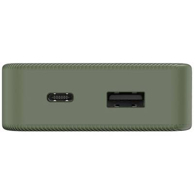 Ein grünes technisches Gerät mit einem USB-C- und einem USB-A-Anschluss an der Vorderseite.