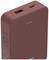 Rote Powerbank mit einem USB-Anschluss und einem USB-C-Anschluss. LED-Lampen zeigen den Ladezustand an. Kapazität '10000'.