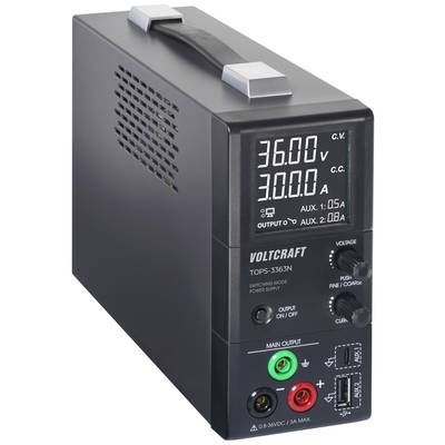 Elektronisches Netzgerät mit Digitalanzeige für Spannung und Stromstärke; Ausgang: 36V, 3A; zusätzliche Ausgänge: 1,05A/2,08A.