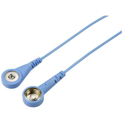 TRU COMPONENTS TC-12358912 ESD-Erdungskabel Hellblau 1.80 m Druckknopf 4 mm, Druckknopf 10 mm