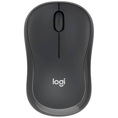 Kabellose schwarze Computermaus mit Scrollrad und 'logi'-Logo, ergonomisches Design, für präzises und komfortables Arbeiten.