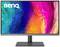 Ein Monitor von BenQ zeigt ein farbenfrohes, abstraktes Design in Blau, Grün, Rot und Gelb auf dem Bildschirm.