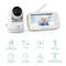 Ein Babyphone-Set mit Kamera und Monitor. Funktionen: Fernsteuerung, 5"-Display, 720p-Videos, Temperatursensor, Zwei-Wege-Kommunikation.