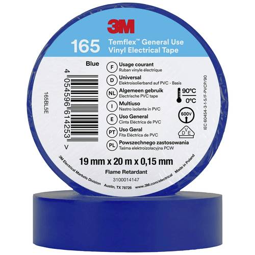 3M 165BL5E Isolierband Blau (L x B) 20 m x 19 mm 1 St.