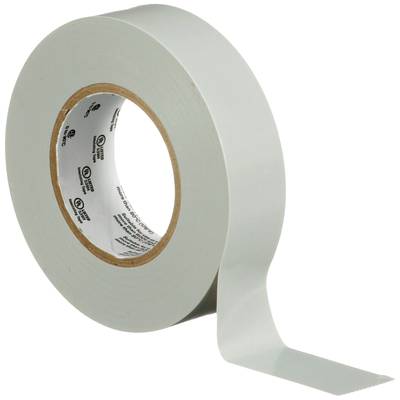 Eine Rolle graues Klebeband liegt teilweise abgerollt auf einer weißen Oberfläche.