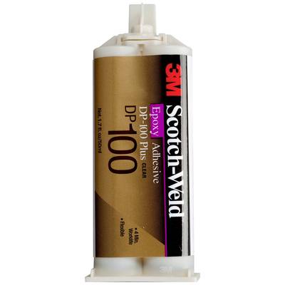 Eine Epoxidklebstoffkartusche mit der Aufschrift '3M Scotch-Weld DP-100 Plus, Clear'. Enthält 1,7 fl oz. Flexibel und zum Verkleben geeignet.