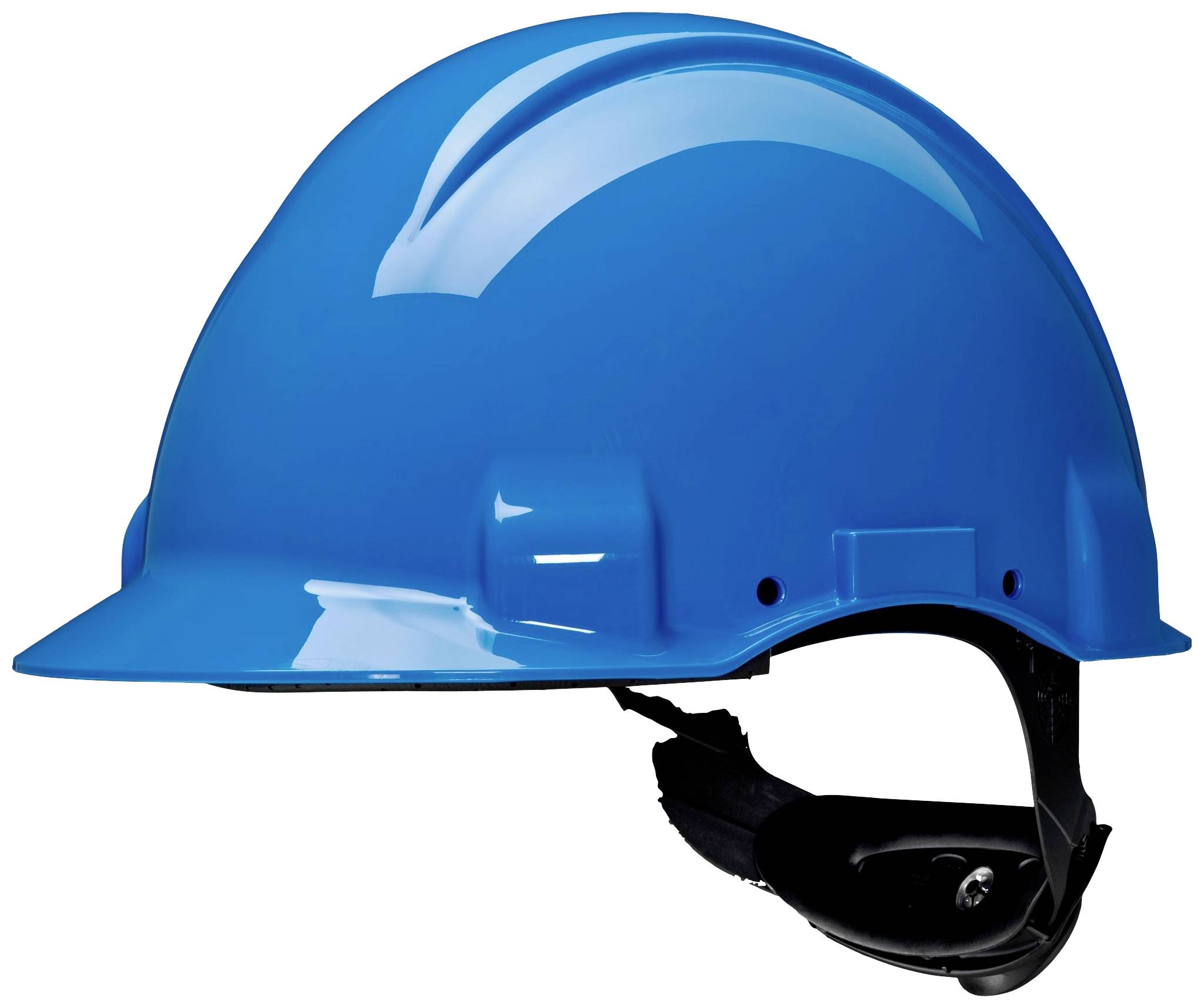 Ein blauer Schutzhelm, symbolisiert Arbeitssicherheit und Schutz am Arbeitsplatz.