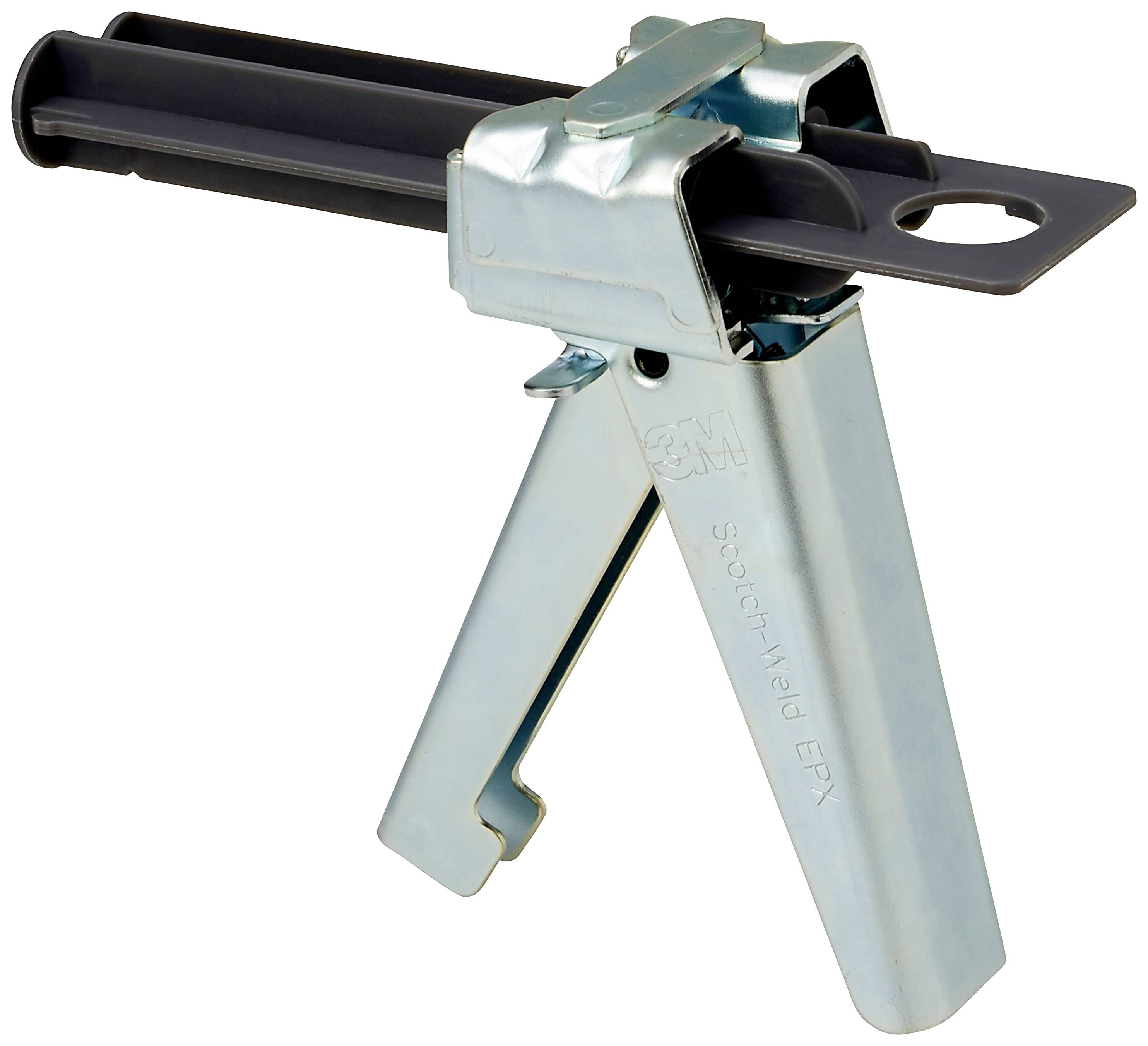 Handbetätigte Klebepistole mit zwei Kammern für die manuelle Applikation von Klebstoff.